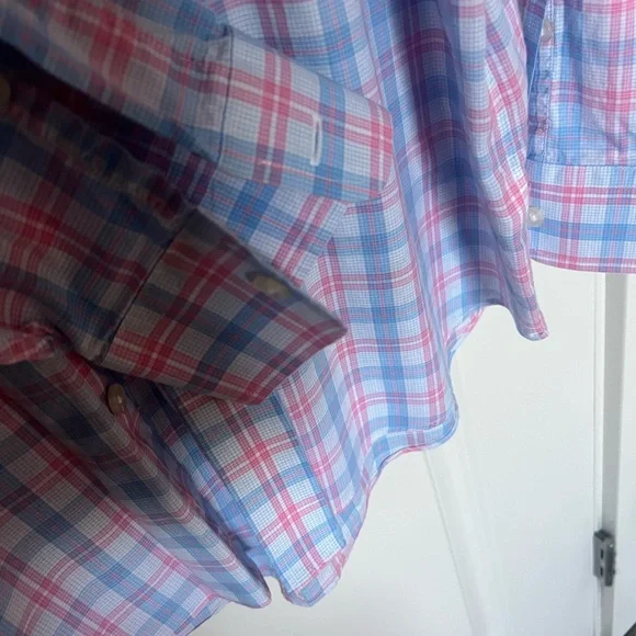 Vineyard Vines Men's Casual Blue and Pink Check Shirt - Picture 4 of 5